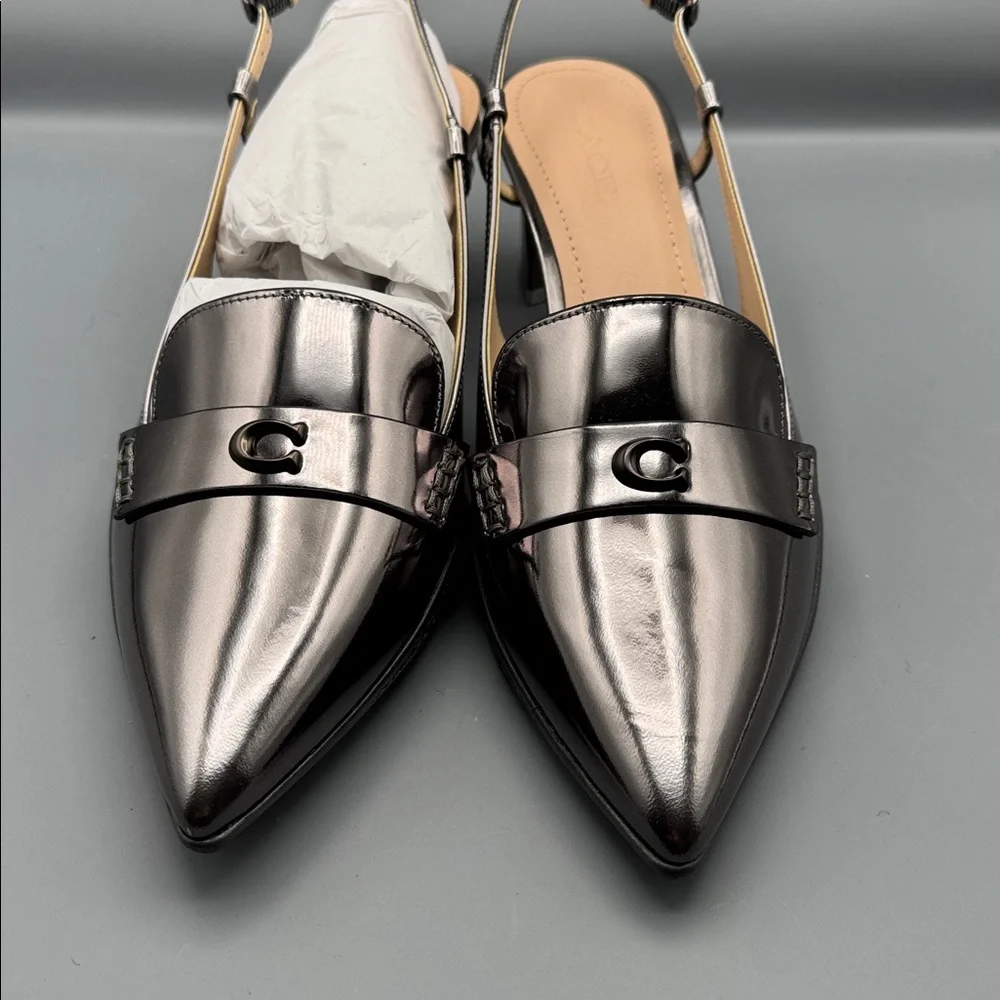 Coach Metallic Anthracite Slingback Heels - Picture 2 of 4